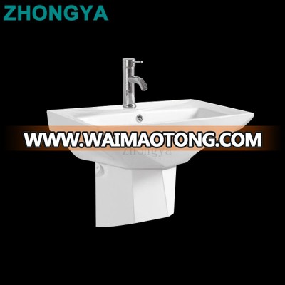 Wc Ceramic Bathroom Two Piece Semi-Pedestal Wash Sink New Design And Luxury Wall Hung Basin