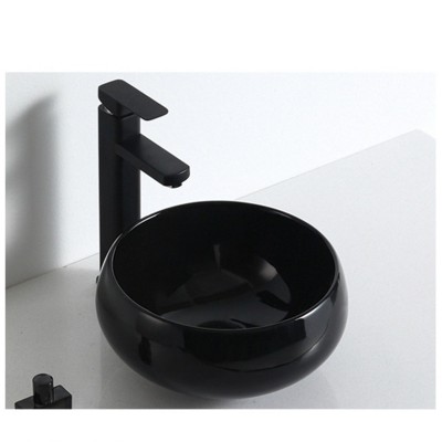 Mini small size table top wash basin designs for bathroom ceramic face basin light black color