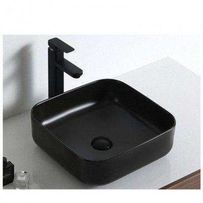 hotel porcelain ceramic sanitary ware square easy clean matt black color bathroom sinks wash basin top models